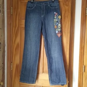 Talbots Embroidered Applique Stretch Jeans